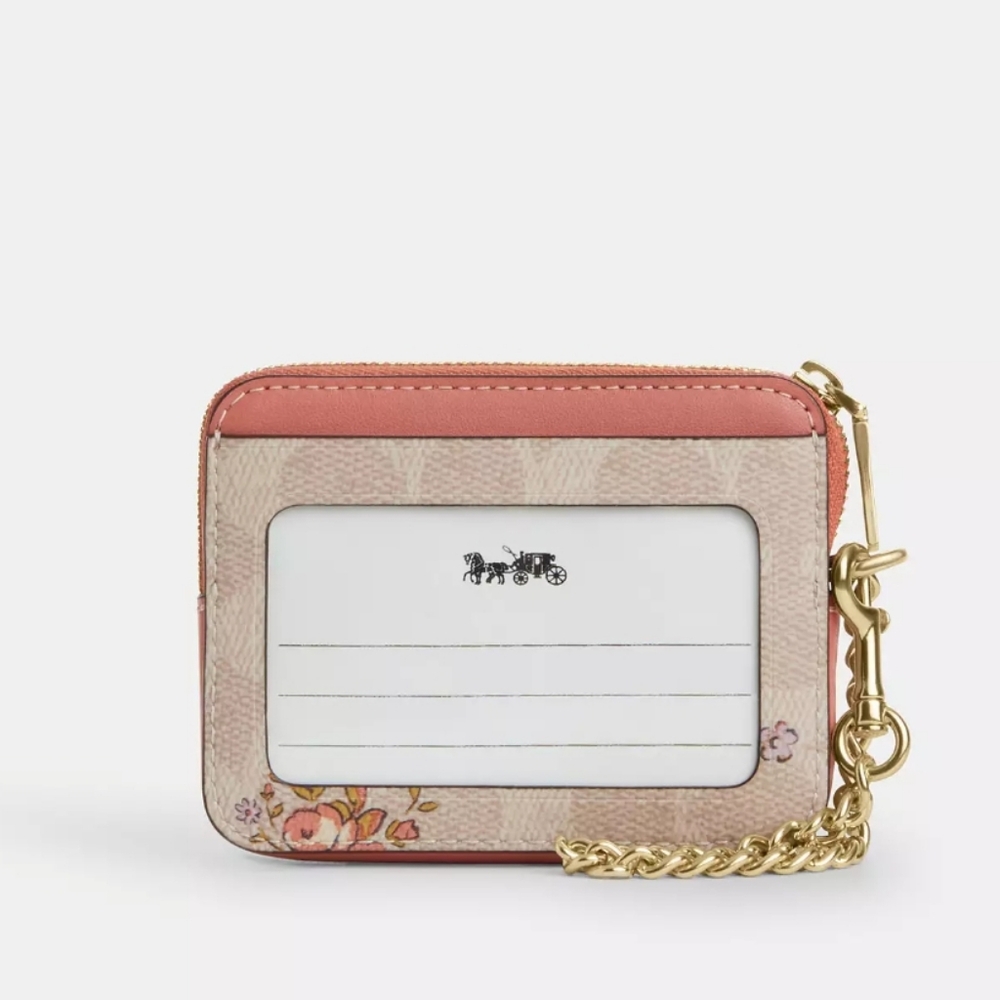 Coach Zip Card Case In Signature Canvas Floral Print CAU45 - Picture 8 of 9